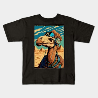 Psychedelic  Camel in Front of Pyramids Kids T-Shirt